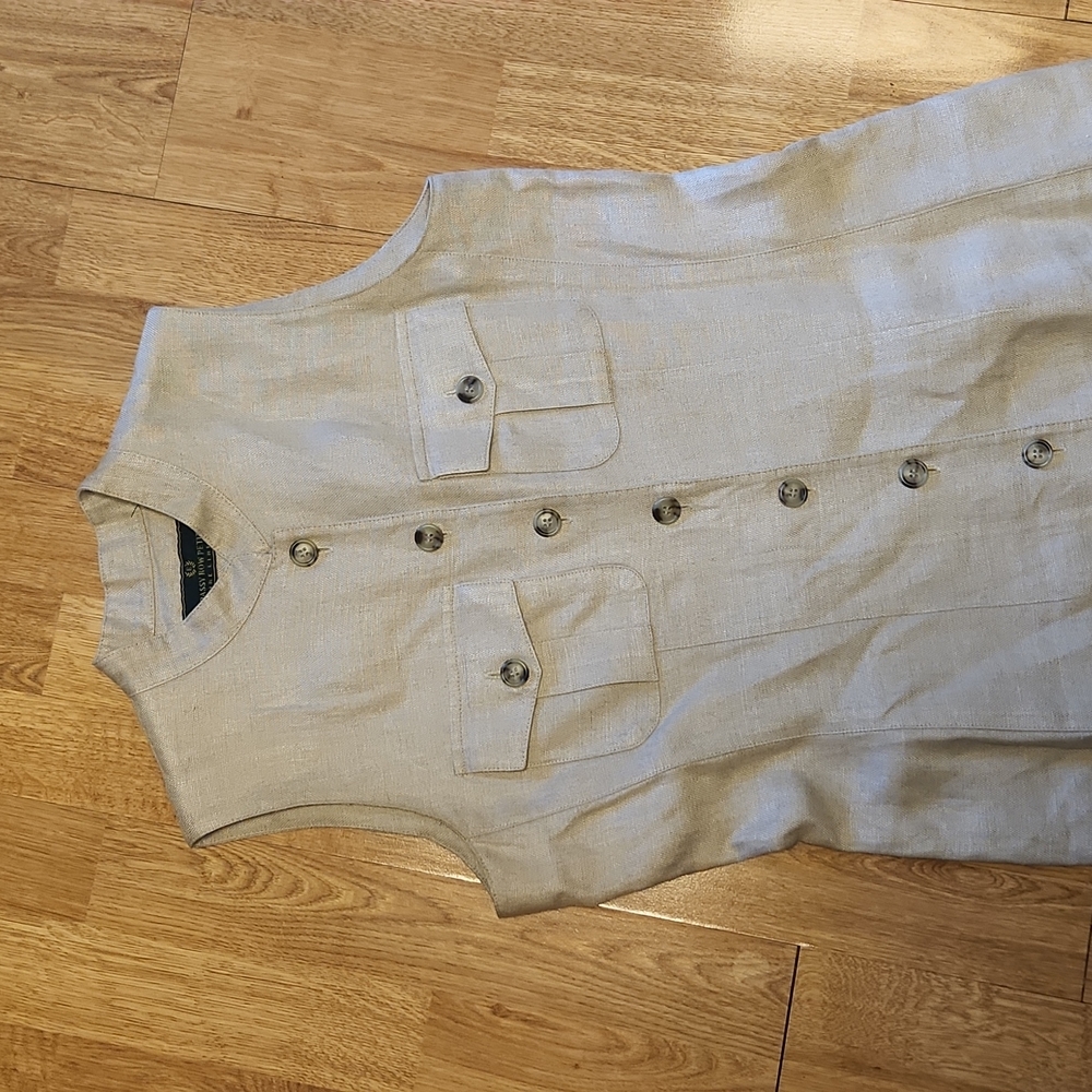 Embassy Row Petites Linen Button Front Dress 6p - image 1